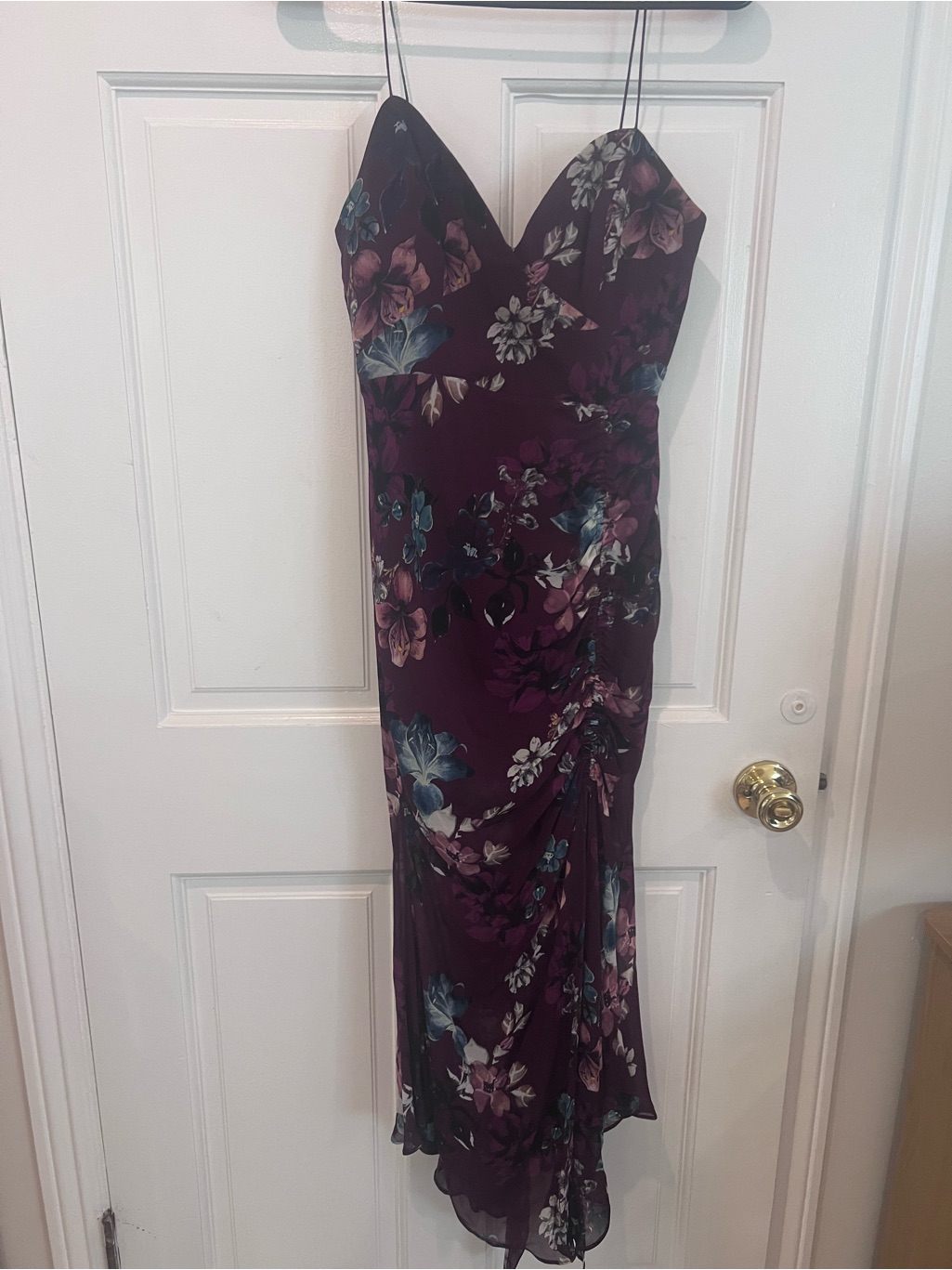 Nicholas Plum Floral Midi Dress With Spaghetti Straps